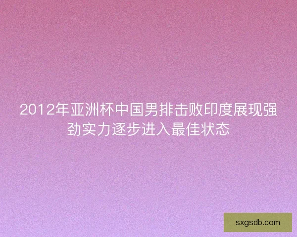 2012年亚洲杯中国男排击败印度展现强劲实力逐步进入最佳状态