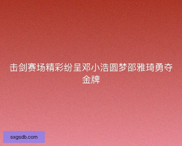 击剑赛场精彩纷呈邓小浩圆梦邵雅琦勇夺金牌